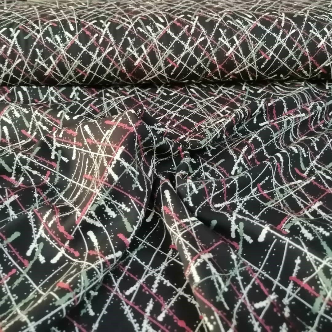 Çizgiler Viskon Kumaş kırmızı