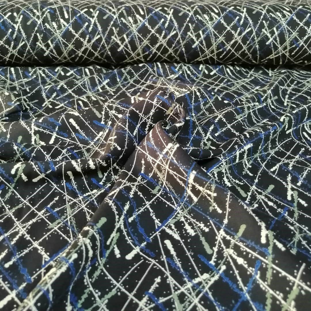 Çizgiler Viskon Kumaş mavi