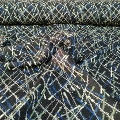 Çizgiler Viskon Kumaş mavi