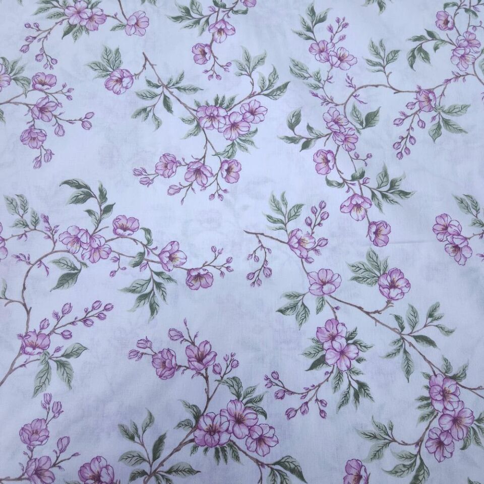 İnce Dallar Poplin Kumaş mor