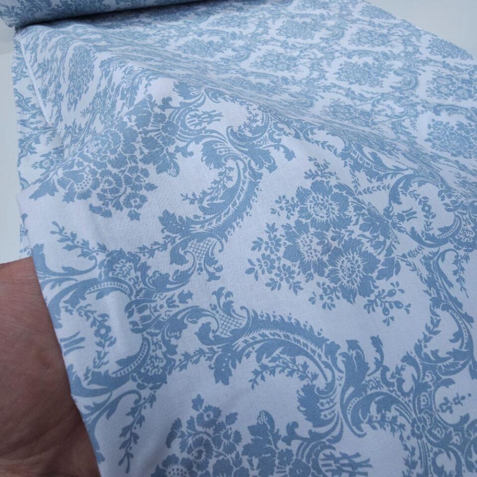 Damask Desen Poplin Kumaş mint