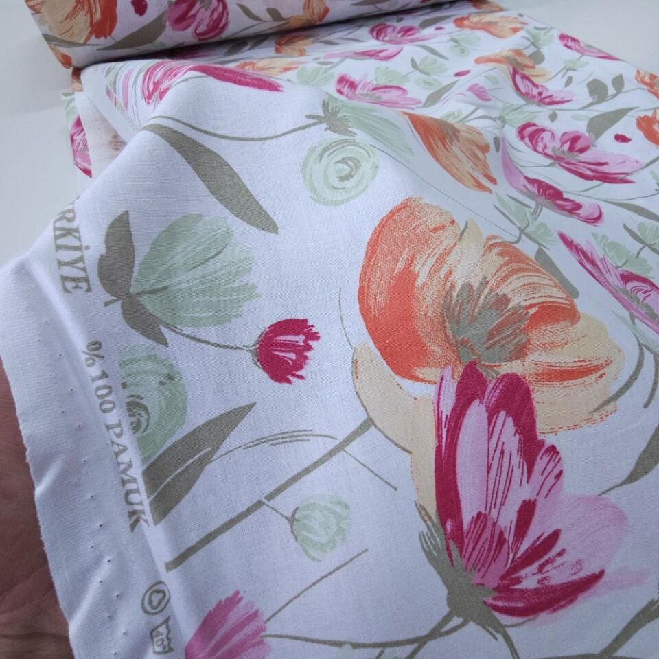 Zambak Desen Poplin Kumaş