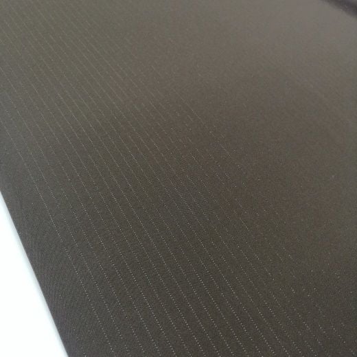 Kahverengi Simli Çizgili Krep Kumaş