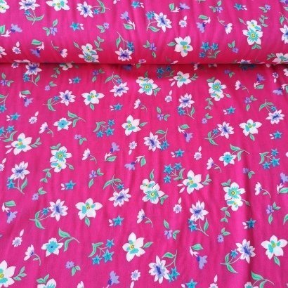 Tek Çiçekli Viskon Kumaş pembe