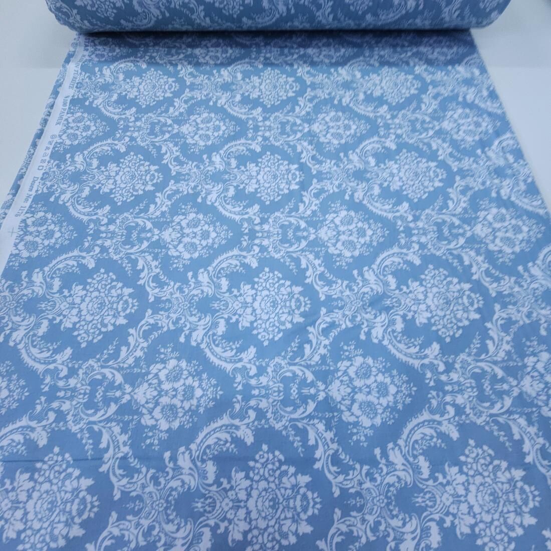 Koyu Damask Poplin Kumaş mint