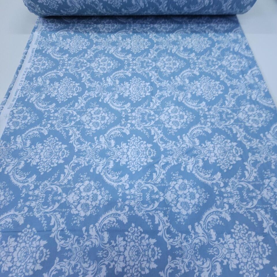 Koyu Damask Poplin Kumaş mint