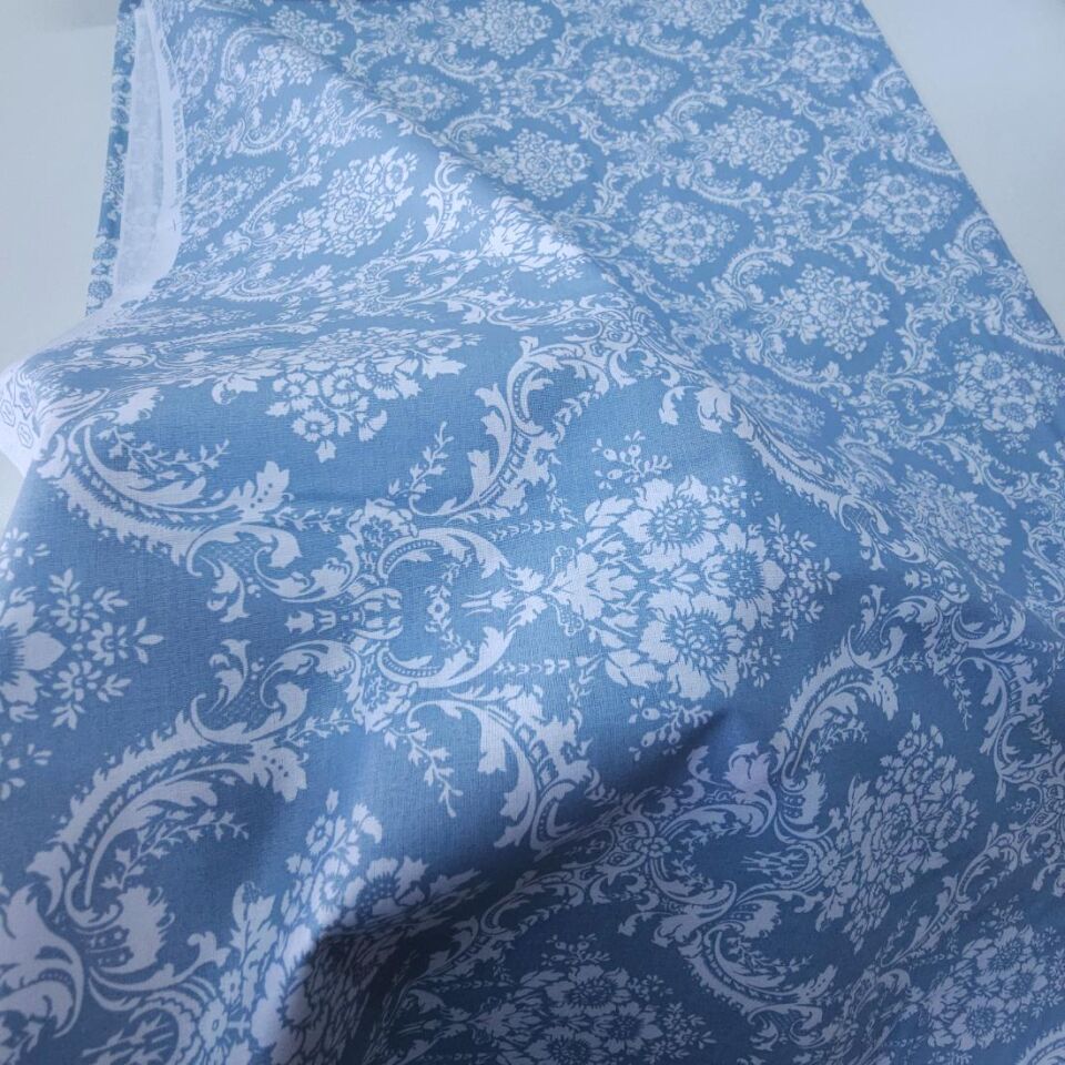 Koyu Damask Poplin Kumaş mint