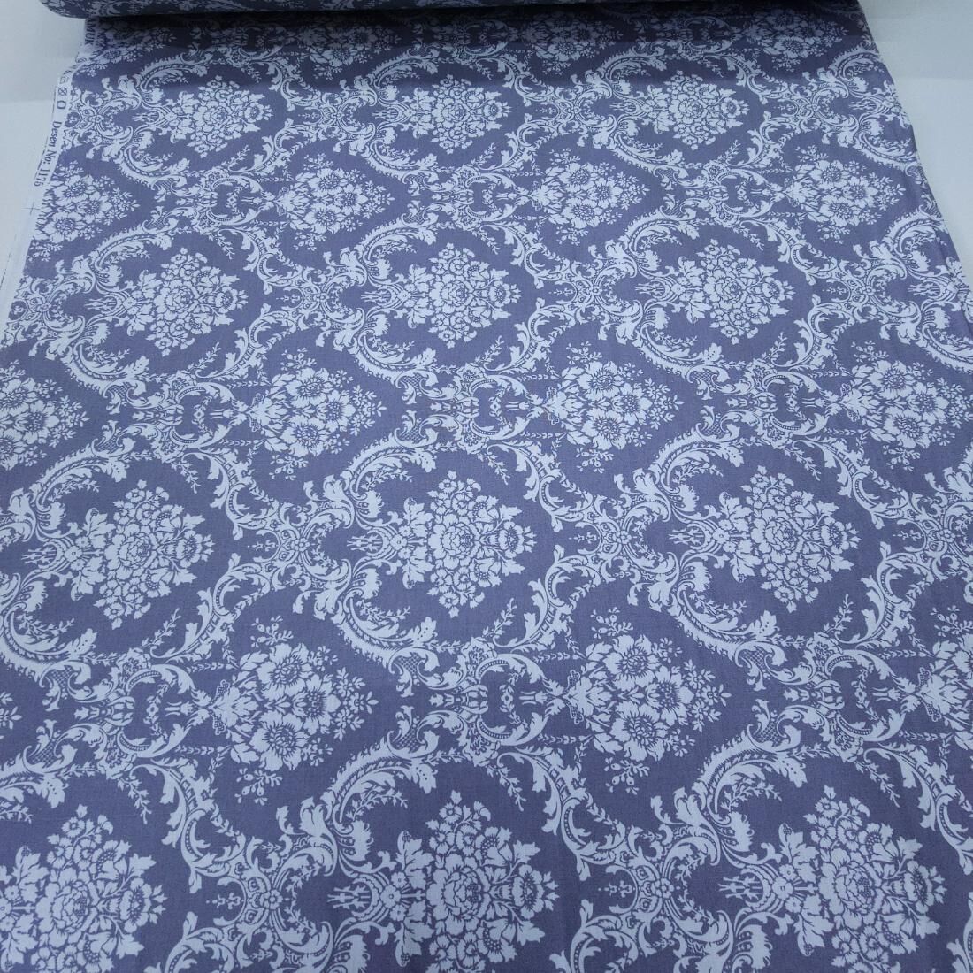 Koyu Damask Poplin Kumaş gri