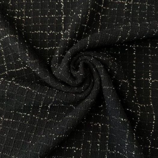 Gold İşlemeli Siyah Şanel Kumaş