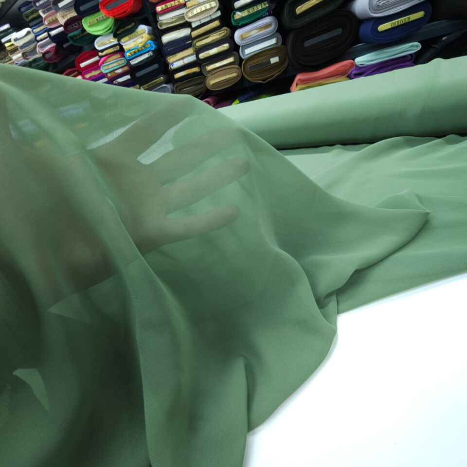 Yağ Yeşili Multi Şifon Kumaş