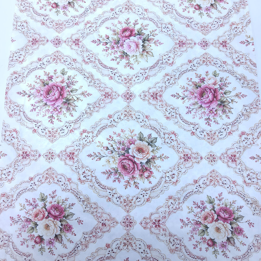 5d Dijital Poplin Kumaş Buketler Pembe