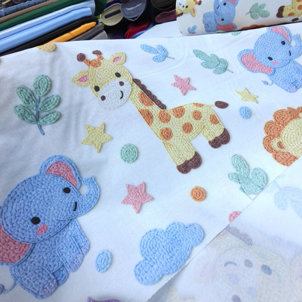5d Dijital Poplin Kumaş Tatlı Hayvanlar
