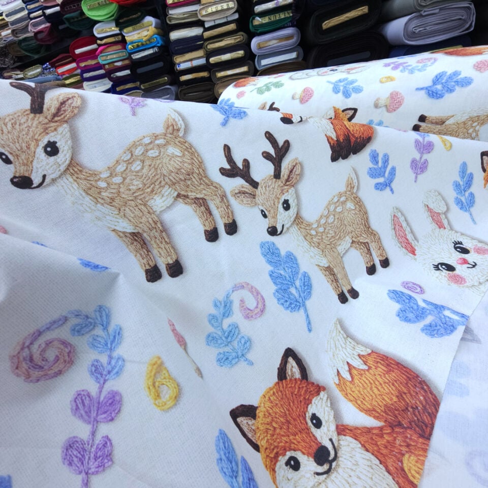 5d Dijital Poplin Kumaş Orman