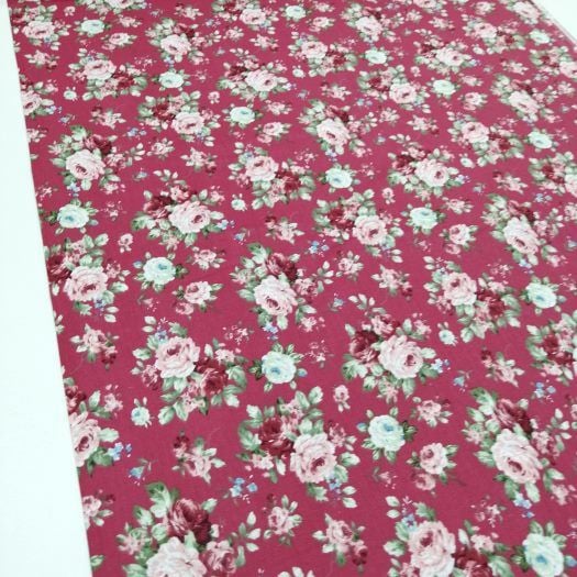 Yeni Sezon Toplu Güller Kırmızı Poplin Kumaş