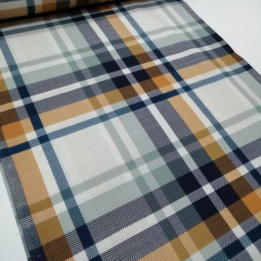 Ekose Petrol Poplin Kumaş