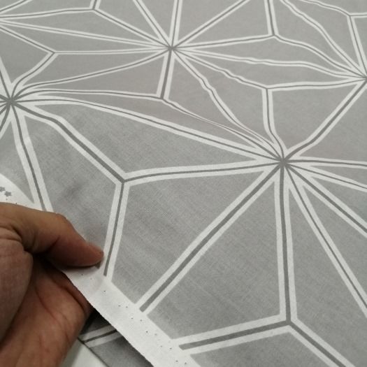 Otantik Mozaik Poplin Kumaş gri