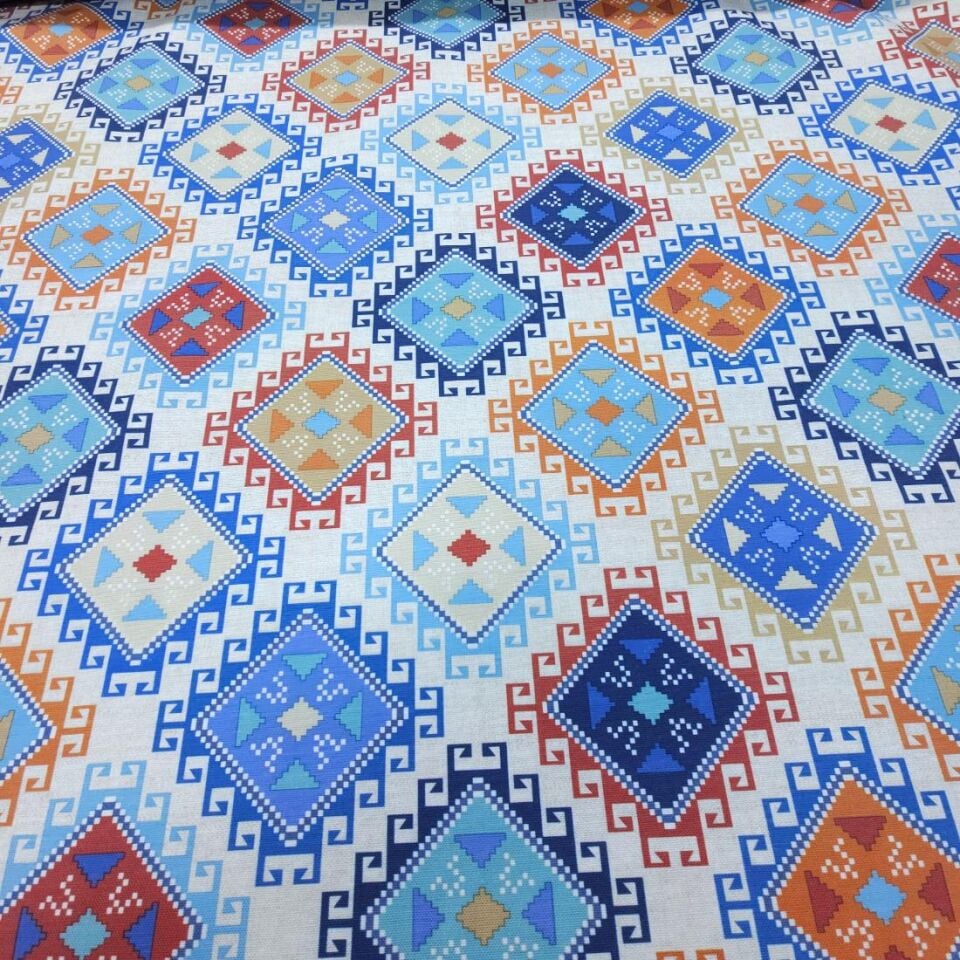 Kilim Desen Duck Keten Kumaş