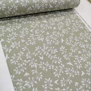 Kuşlar Poplin Kumaş yeşil