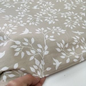 Kuşlar Poplin Kumaş bej