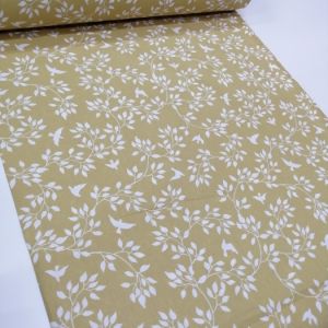 Kuşlar Poplin Kumaş hardal