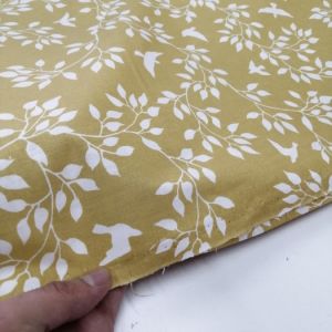 Kuşlar Poplin Kumaş hardal