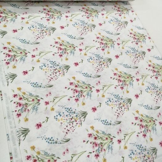 Demet Çiçekler Poplin Kumaş pembe