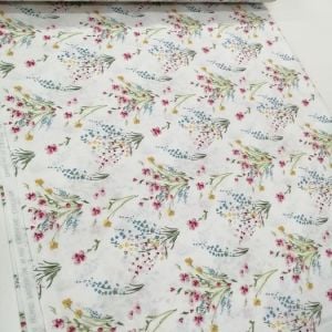 Demet Çiçekler Poplin Kumaş pembe