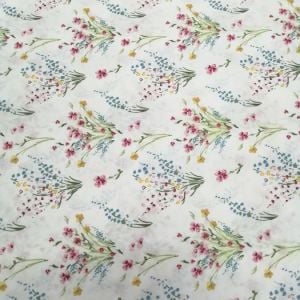 Demet Çiçekler Poplin Kumaş pembe