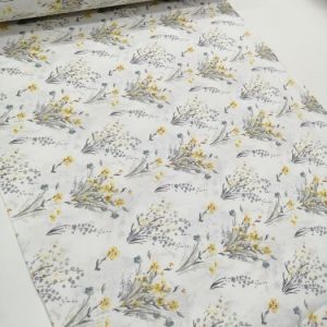 Demet Çiçekler Poplin Kumaş sarı