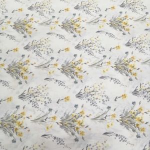 Demet Çiçekler Poplin Kumaş sarı