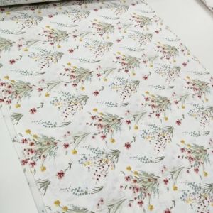 Demet Çiçekler Poplin Kumaş kırmızı