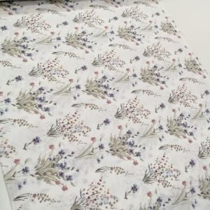 Demet Çiçekler Poplin Kumaş indigo