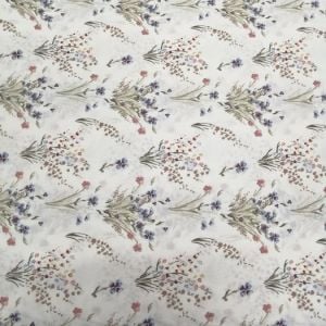 Demet Çiçekler Poplin Kumaş indigo