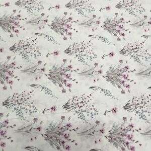 Demet Çiçekler Poplin Kumaş mor