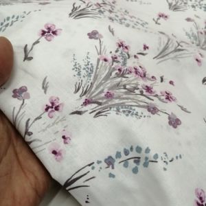 Demet Çiçekler Poplin Kumaş mor