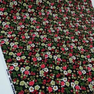 Cıvıl Cıvıl Çiçekler Pazen Kumaş kırmızı