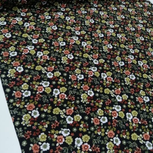 Cıvıl Cıvıl Çiçekler Pazen Kumaş kahverengi