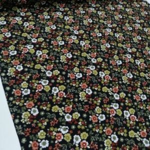 Cıvıl Cıvıl Çiçekler Pazen Kumaş kahverengi