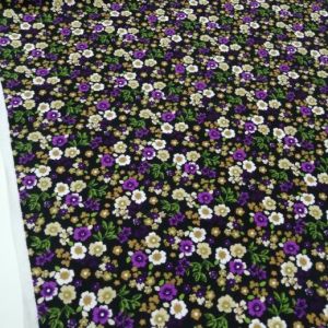 Cıvıl Cıvıl Çiçekler Pazen Kumaş mor