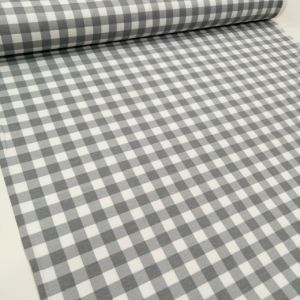 Kareli Duck Keten Kumaş gri