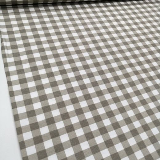 Kareli Duck Keten Kumaş sütlü kahve