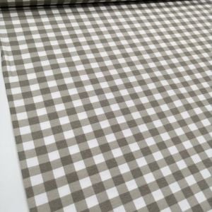 Kareli Duck Keten Kumaş sütlü kahve