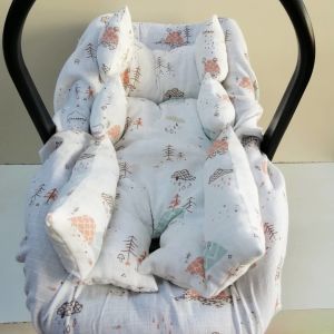 Pikeli Muslin Kumaştan Puset Örtüsü Minderi ve Çarşafı