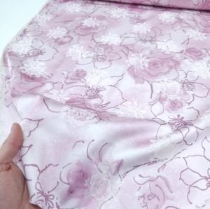 Jakarlı Saten Kumaş Pembe