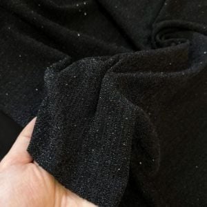 Siyah Taşlı Buzy Kumaş