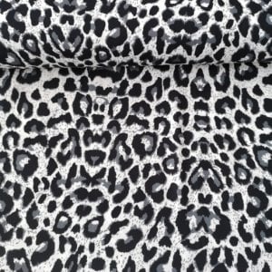 Siyah Leopar Viskon Kumaş