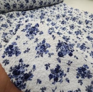 Mavi Işıltı Gofre Kumaş