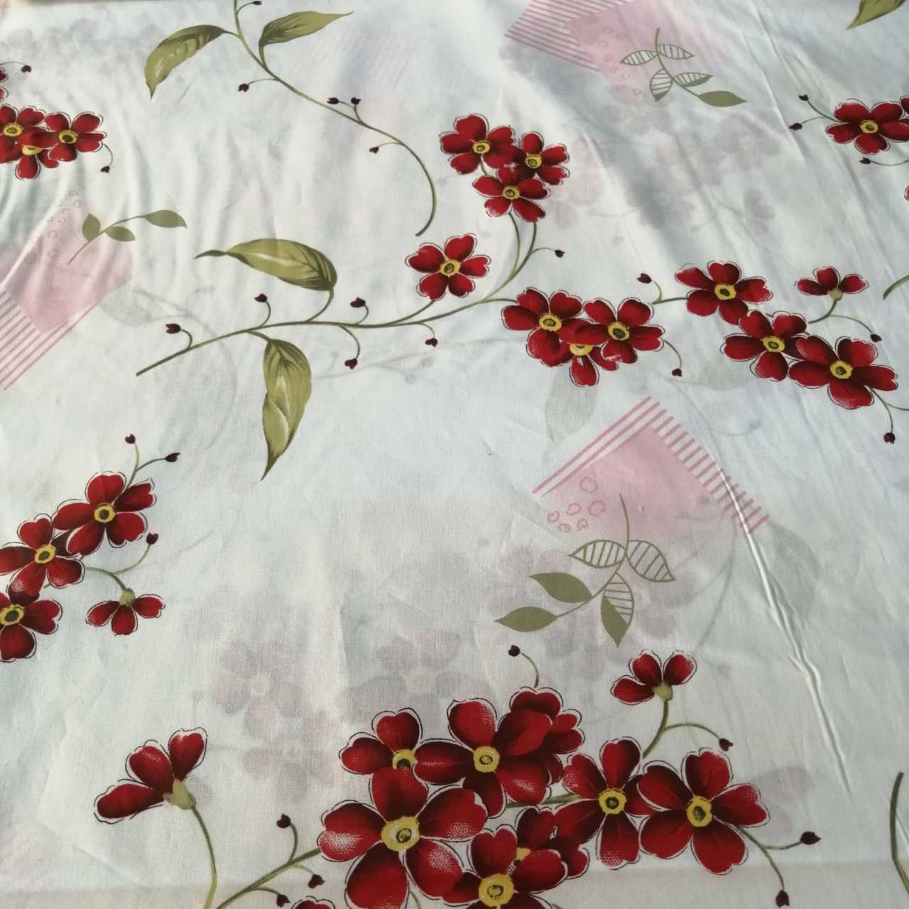 Kırmızı Sümbüller Poplin Kumaş
