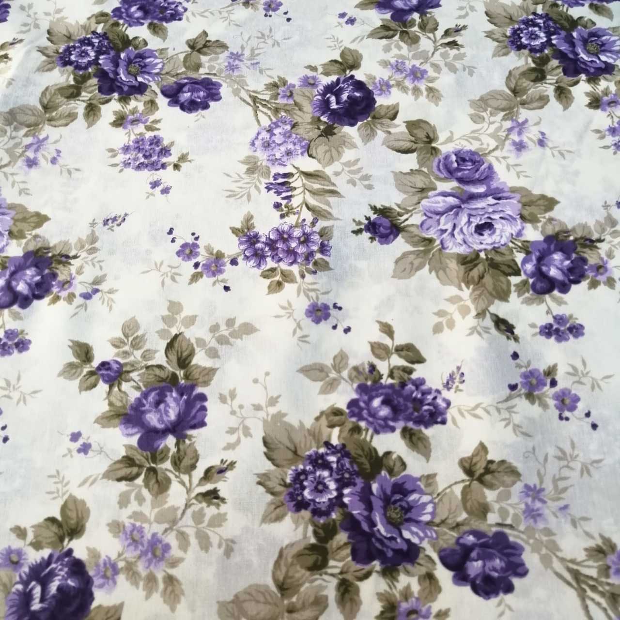Mor Buketler Poplin Kumaş
