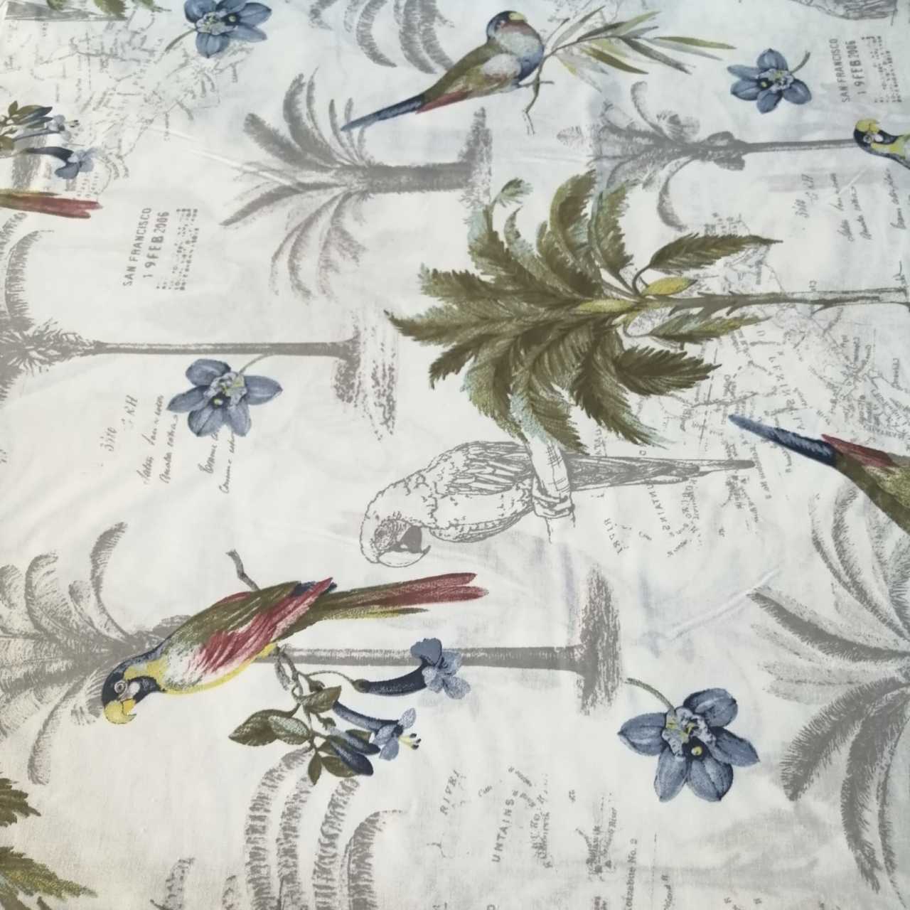 Papağanlar Poplin Kumaş